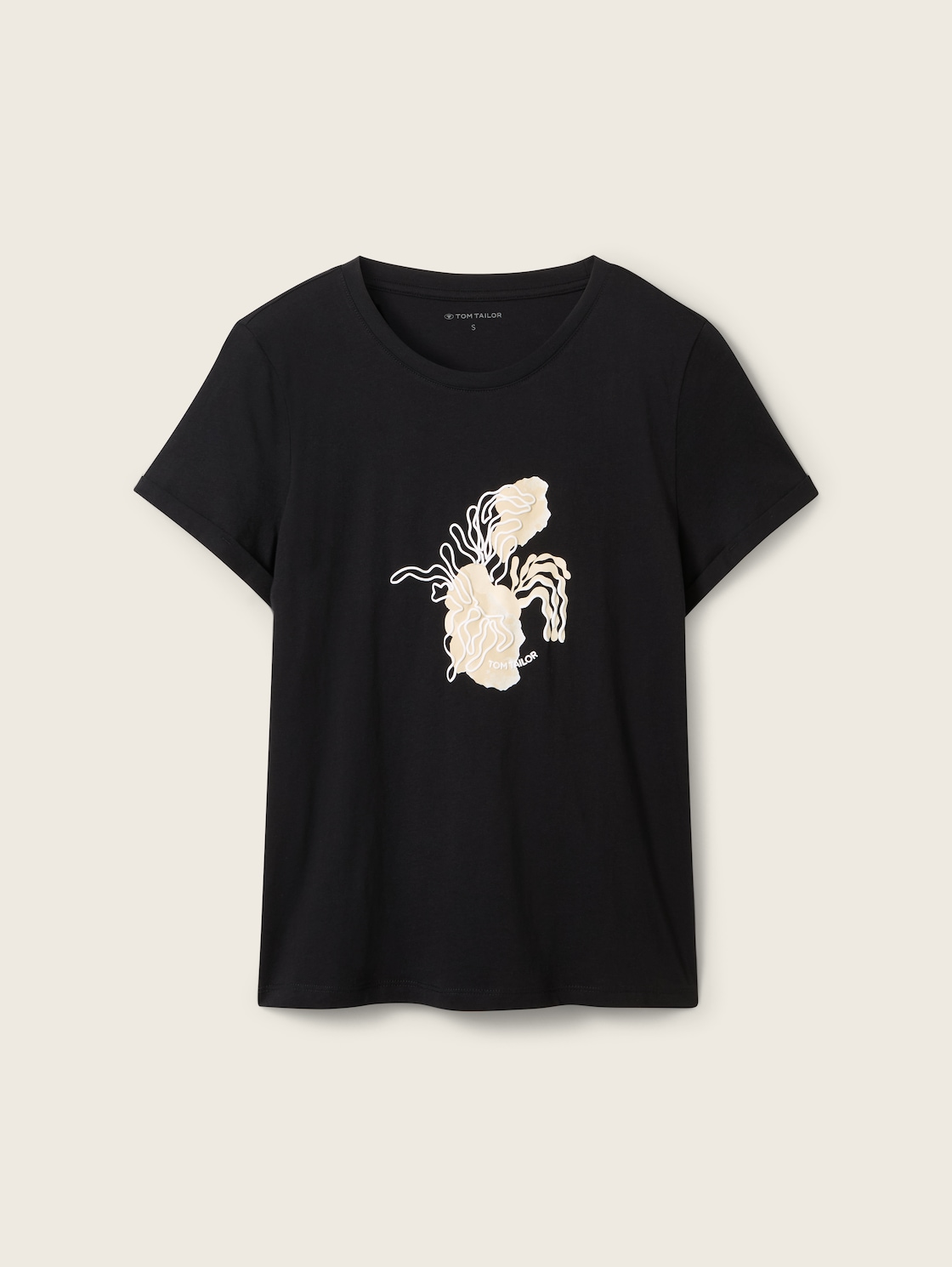 TOM TAILOR Damen T-Shirt mit Print, schwarz, Print, Gr. M von Tom Tailor