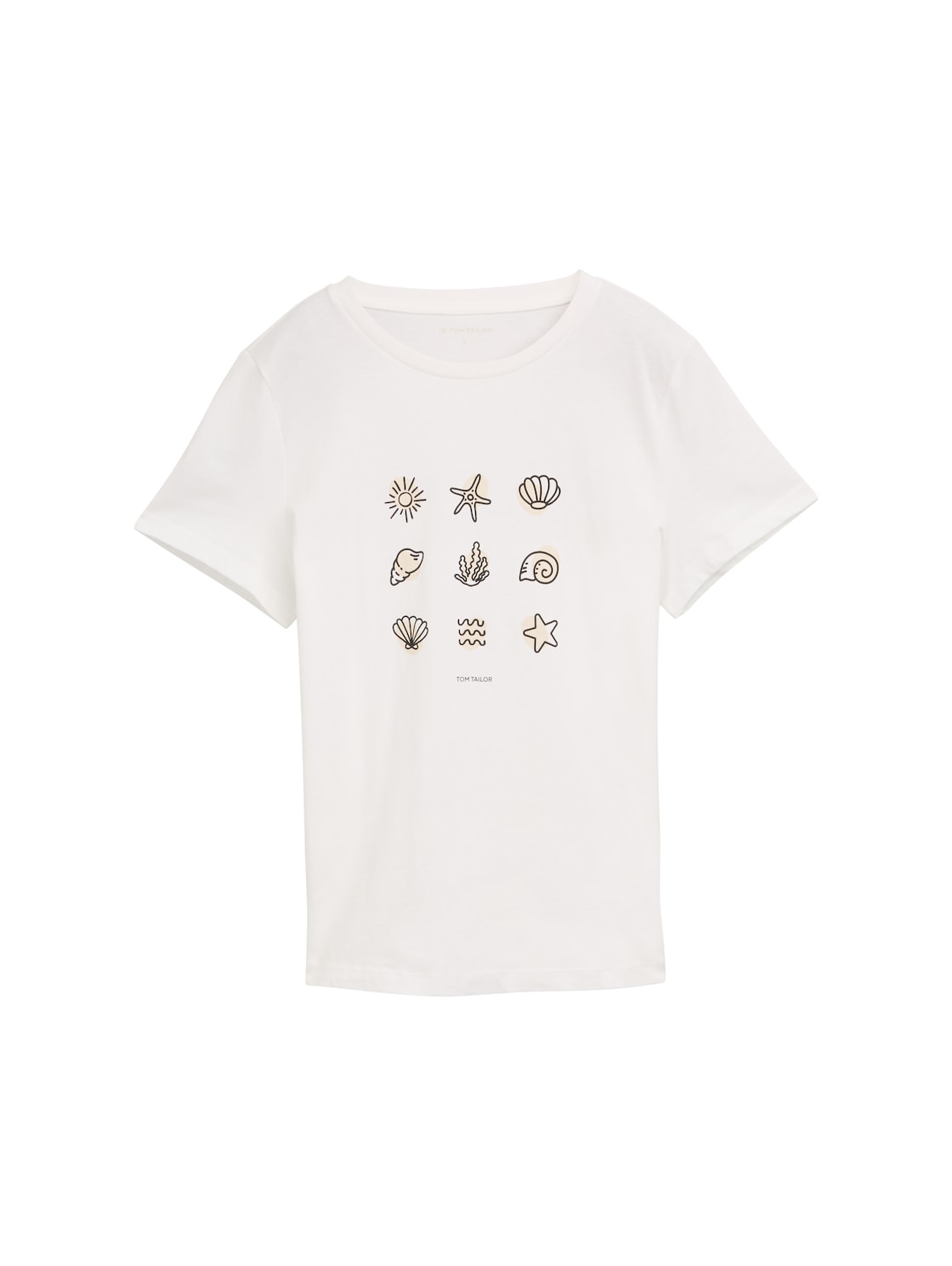 TOM TAILOR Damen T-Shirt mit Print, weiß, Uni, Gr. XXXL von Tom Tailor