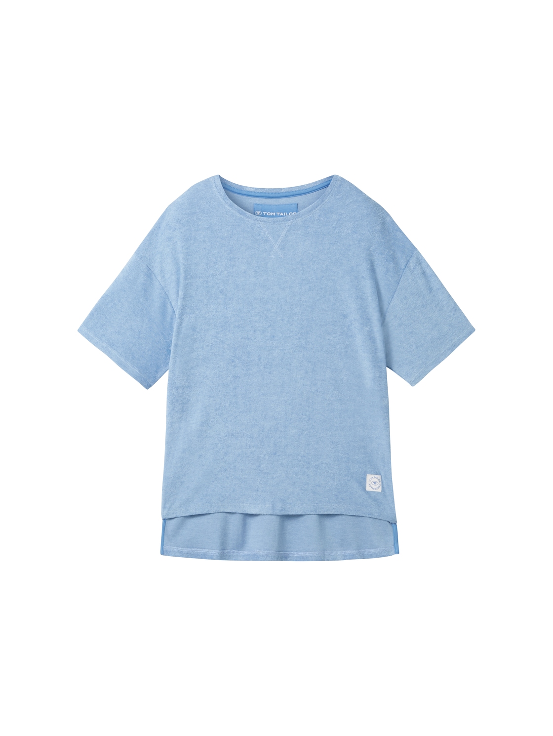 TOM TAILOR Damen T-Shirt mit Rundhalsausschnitt, blau, Uni, Gr. M/38 von Tom Tailor