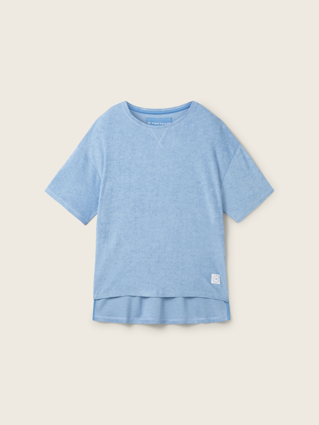 TOM TAILOR Damen T-Shirt mit Rundhalsausschnitt, blau, Uni, Gr. S/36 von Tom Tailor