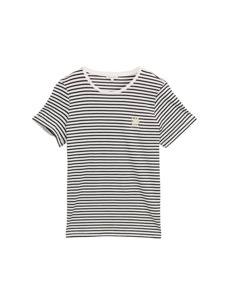 TOM TAILOR Damen T-Shirt mit Streifenmuster, schwarz, Gestreift, Gr. XXL von Tom Tailor