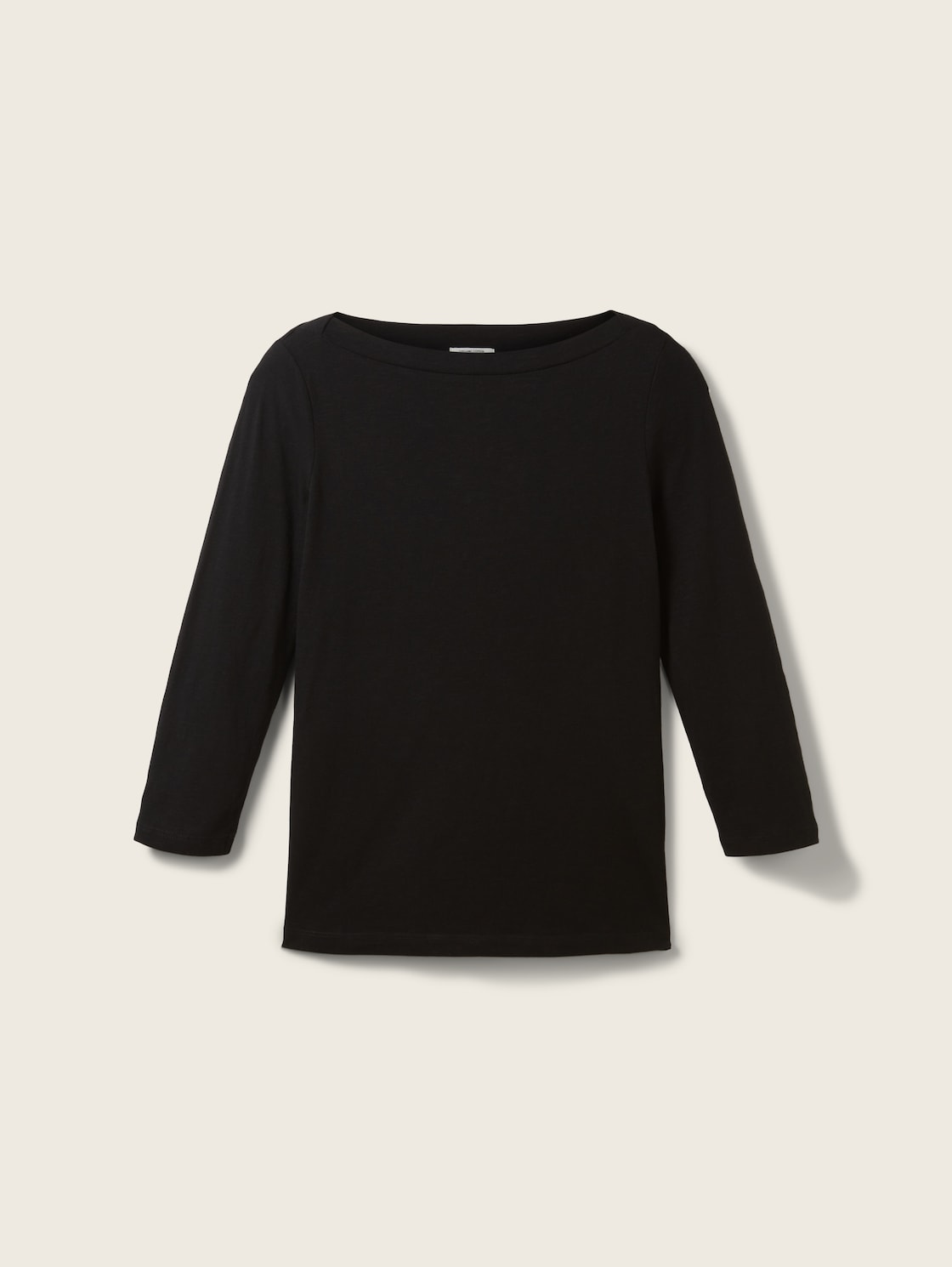TOM TAILOR Damen 3/4 Arm Shirt mit Bio-Baumwolle, schwarz, Uni, Gr. XL von Tom Tailor