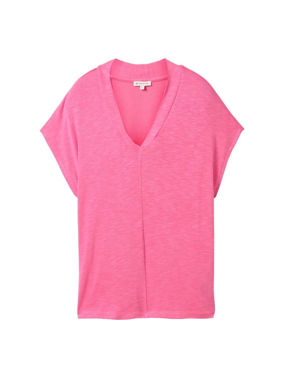 TOM TAILOR Damen T-Shirt mit V-Ausschnitt, rosa, Uni, Gr. M von Tom Tailor