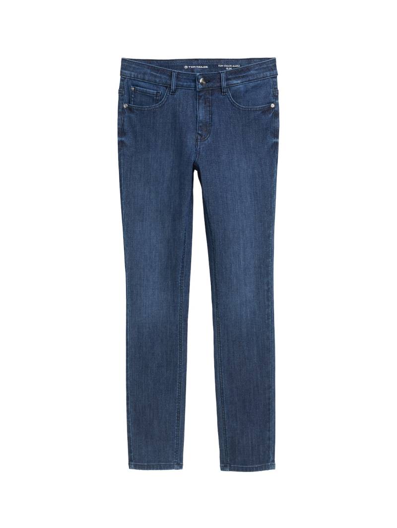 TOM TAILOR Damen TTALEXA SLIM Jeans mit Glitzer-Effekt, blau, Uni, Gr. 31/32 von Tom Tailor