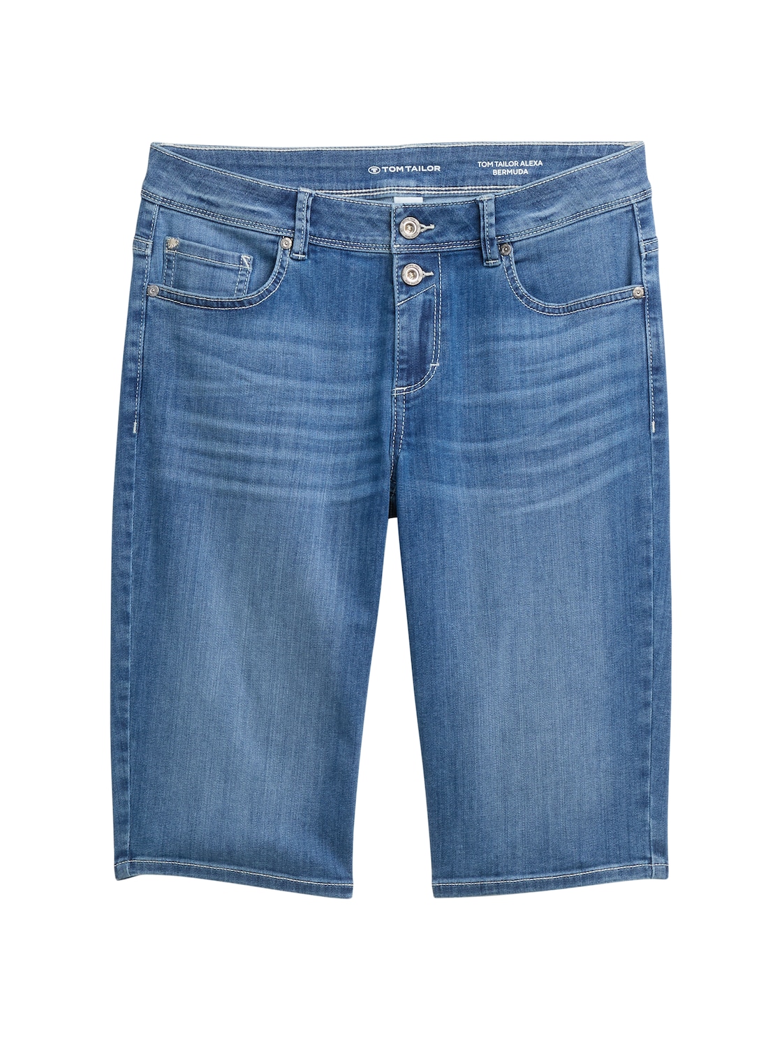TOM TAILOR Damen TTALEXA SLIM BERMUDA Jeans Shorts, blau, Uni, Gr. 26 von Tom Tailor