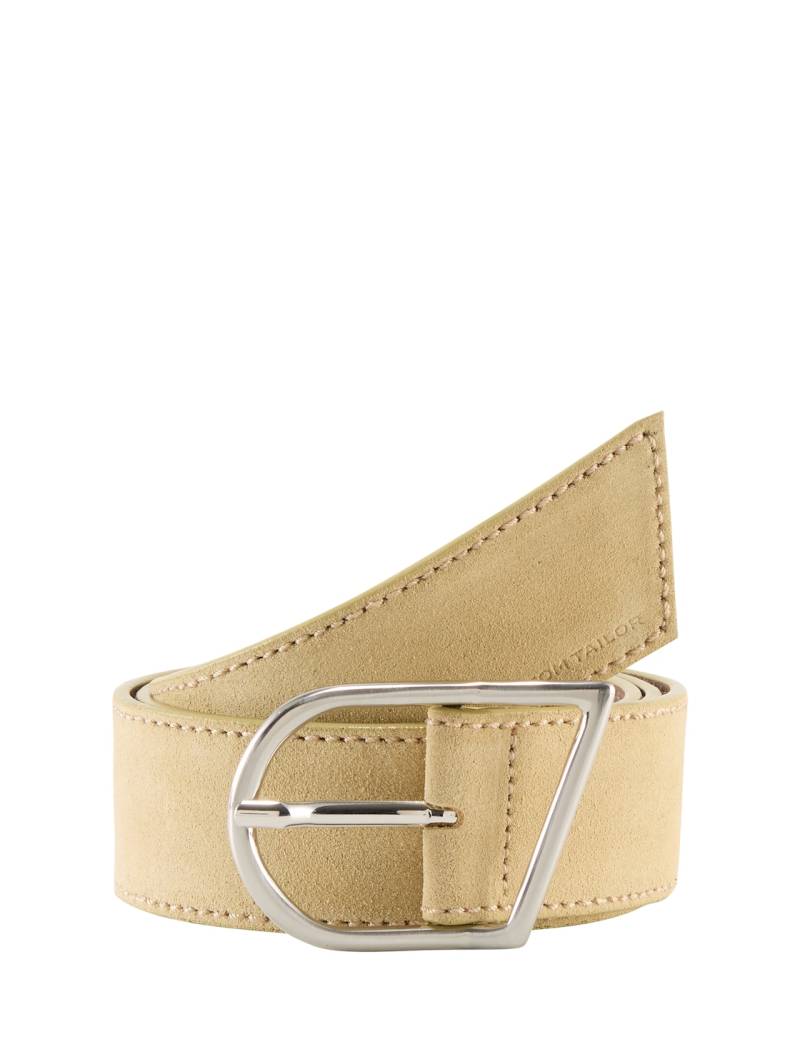 TOM TAILOR Damen TTBETH Velourledergürtel mit abgerundeter Dornschließe, gelb, Uni, Gr. 90 von Tom Tailor