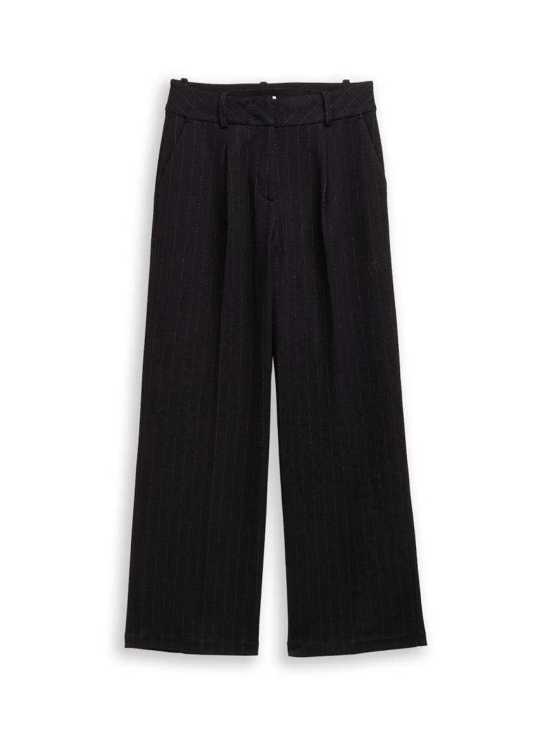 TOM TAILOR Damen TTLEA WIDE Hose mit Glitzer-Effekt, grau, Gestreift, Gr. 36/30 von Tom Tailor