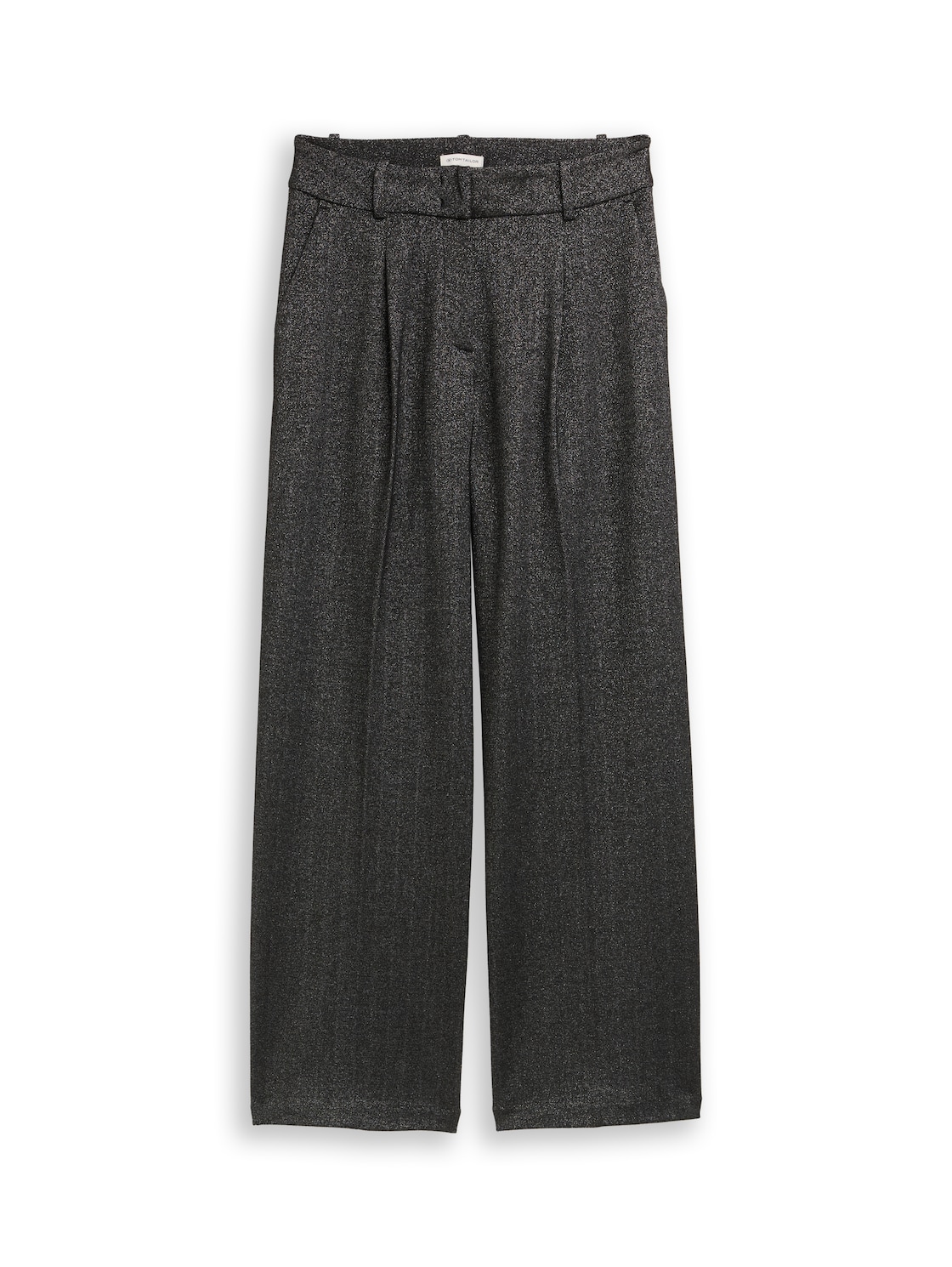 TOM TAILOR Damen TTLEA WIDE Hose mit Glitzer-Effekt, schwarz, Uni, Gr. 44/30 von Tom Tailor