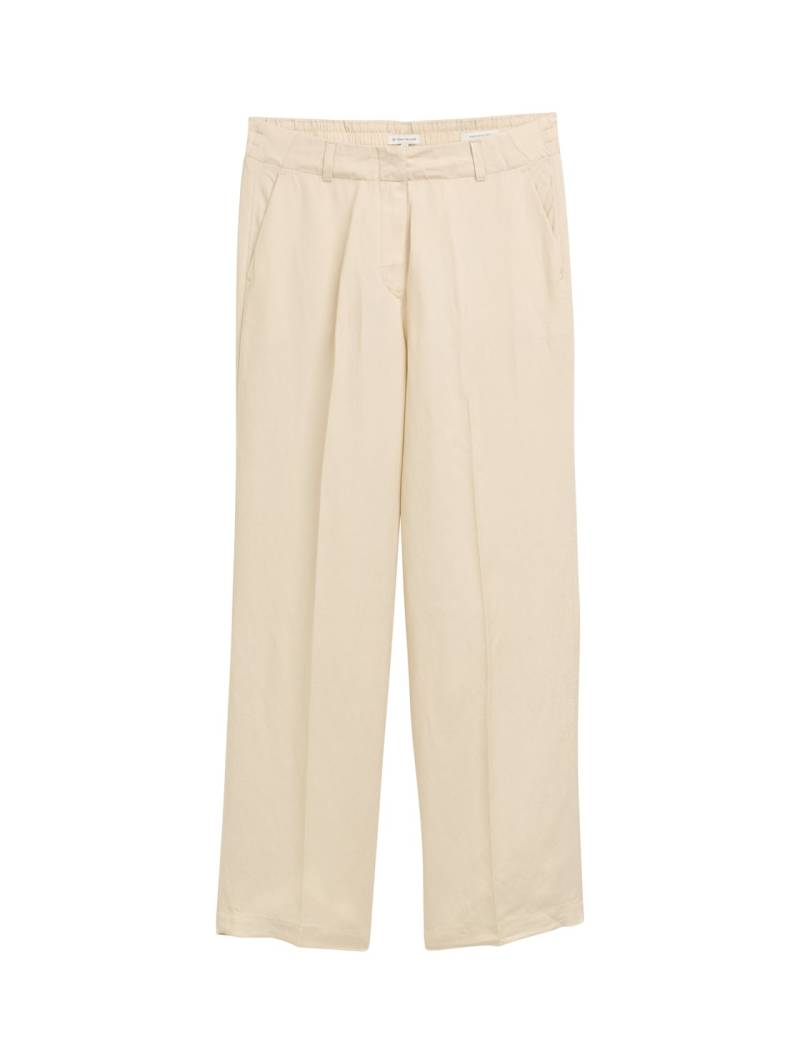 TOM TAILOR Damen TTLEA Wide Leg Hose mit Leinenanteil, braun, Uni, Gr. 40/32 von Tom Tailor