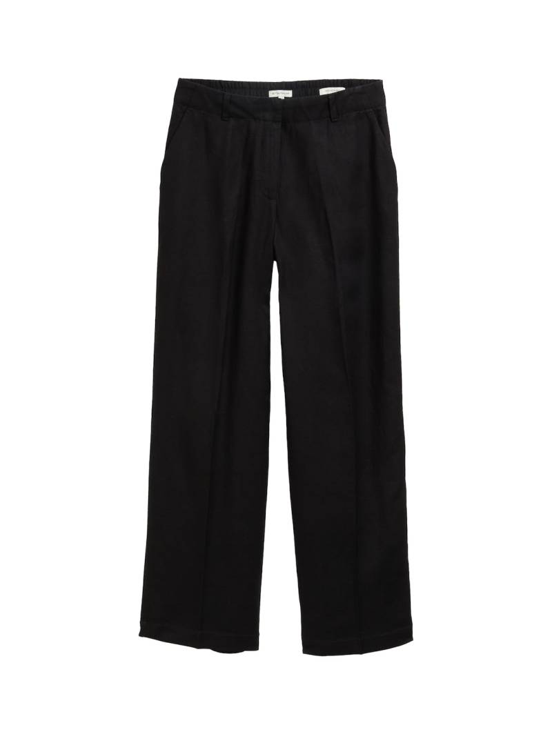 TOM TAILOR Damen TTLEA Wide Leg Hose mit Leinenanteil, schwarz, Uni, Gr. 36/32 von Tom Tailor