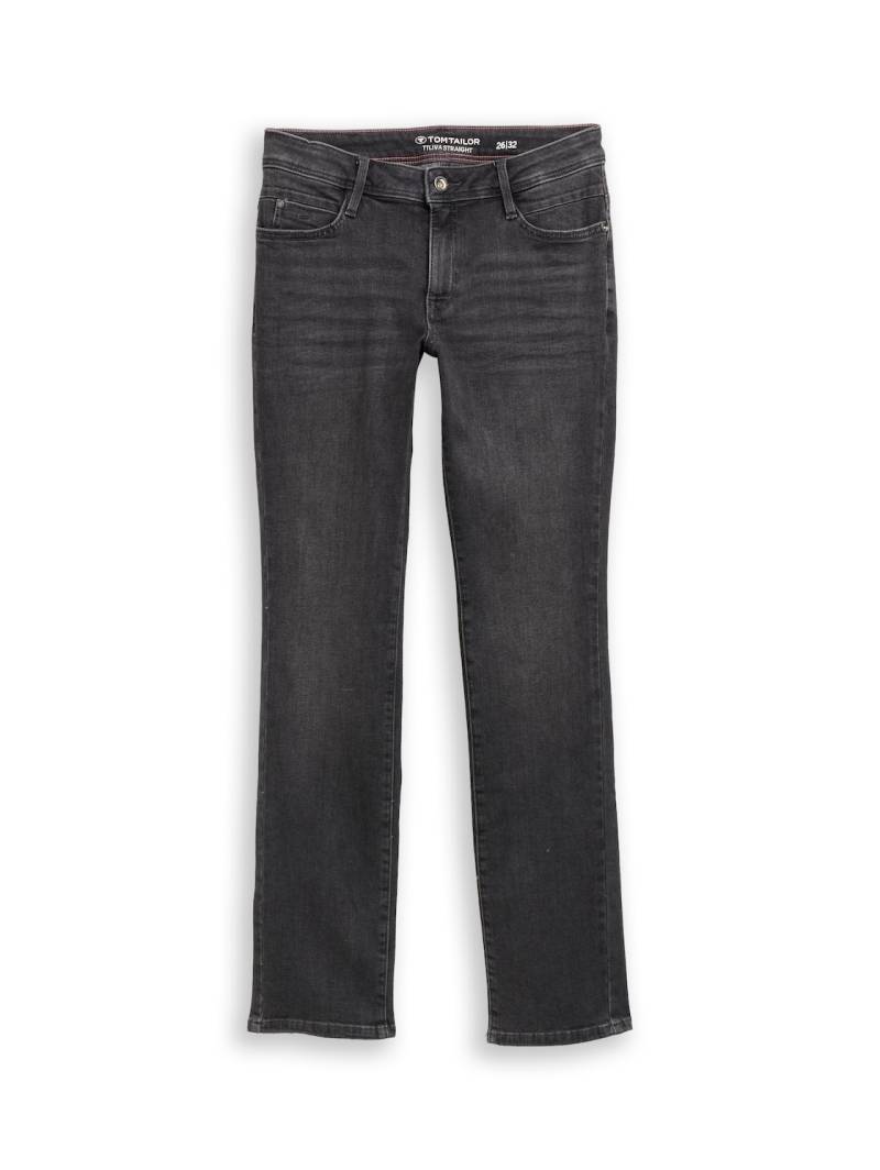 TOM TAILOR Damen TTLIVA STRAIGHT Jeans, schwarz, Uni, Gr. 32/32 von Tom Tailor