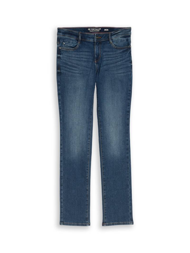 TOM TAILOR Damen TTLIVA STRAIGHT Jeans, blau, Uni, Gr. 34/30 von Tom Tailor