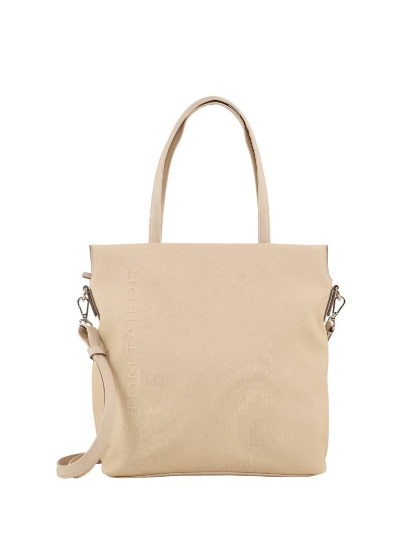 TOM TAILOR Damen TTROSA M Zip Shopper mit doppeltem Riemen, beige, Uni, Gr. ONESIZE von Tom Tailor