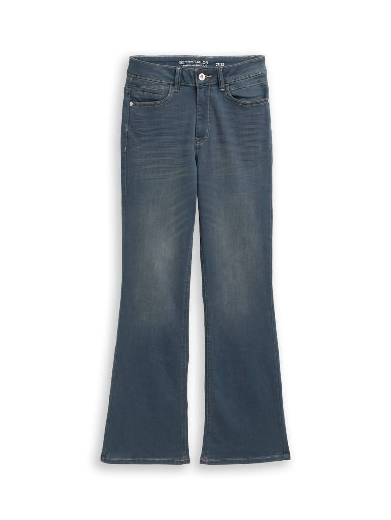 TOM TAILOR Damen TTSTELLA BOOTCUT Jeans mit Stretch, blau, Uni, Gr. 34/32 von Tom Tailor