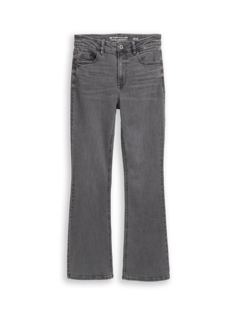 TOM TAILOR Damen TTSTELLA BOOTCUT Jeans mit Stretch, grau, Uni, Gr. 26/30 von Tom Tailor