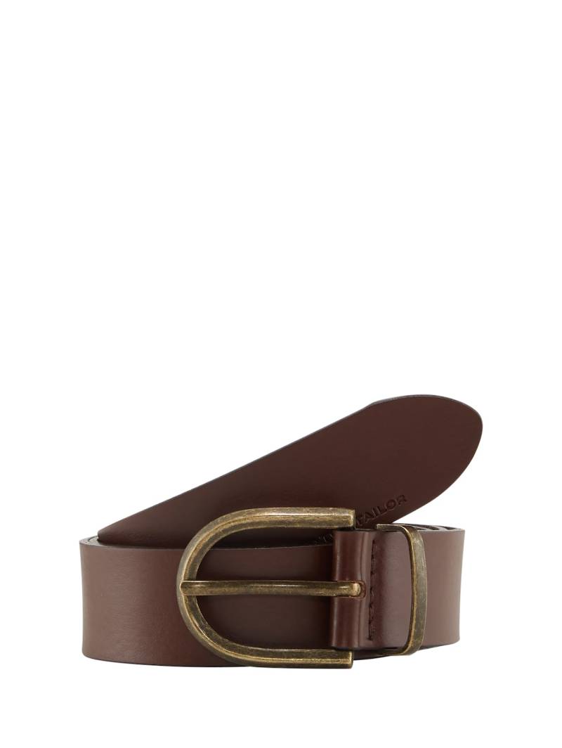 TOM TAILOR Damen TTSYLKE Ledergürtel mit abgerundeter Dornschließe, braun, Uni, Gr. 100 von Tom Tailor