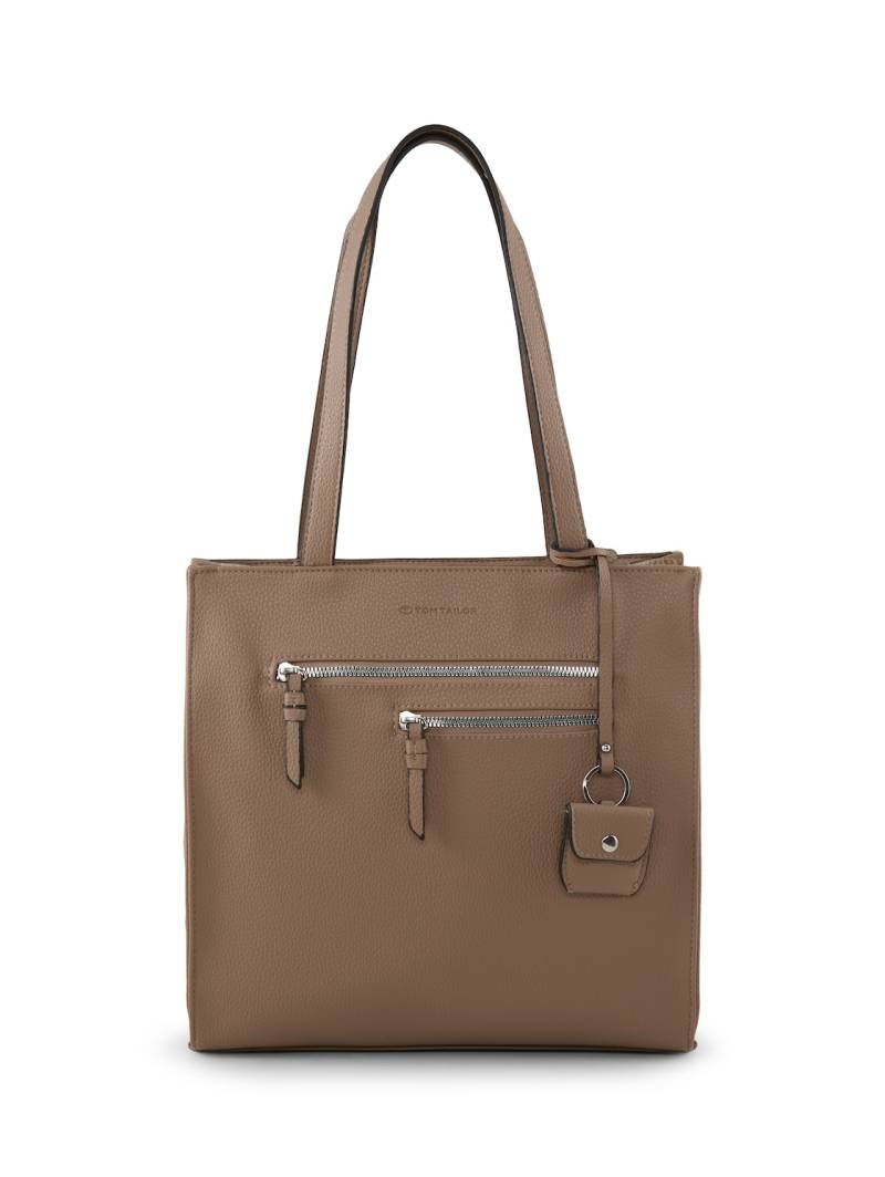 TOM TAILOR Damen TTWINONA M Shopper mit Reißverschluss-Details, beige, Uni, Gr. ONESIZE von Tom Tailor
