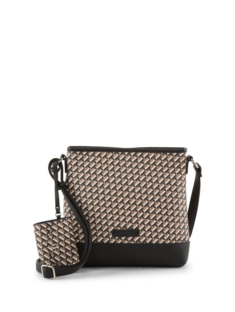 TOM TAILOR Damen TTXENIA M Umhängetasche mit Allover-Print, schwarz, Uni, Gr. ONESIZE von Tom Tailor