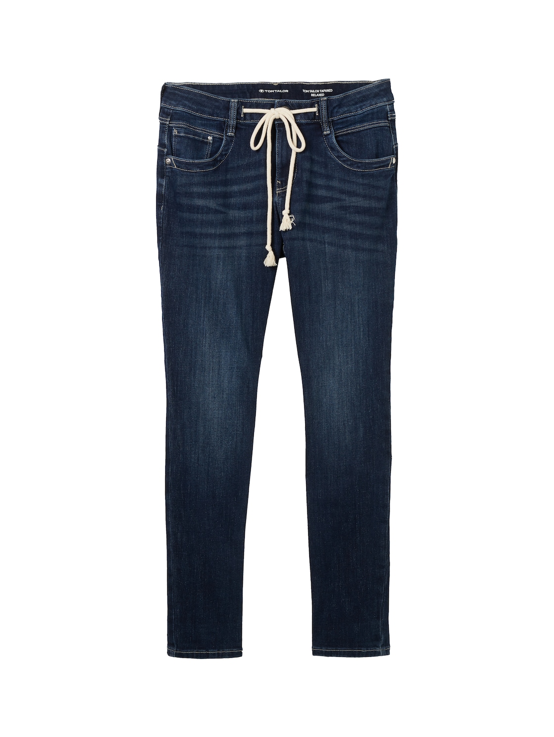 TOM TAILOR Damen Tapered Jeans mit recycelter Baumwolle, blau, Uni, Gr. 29/30 von Tom Tailor