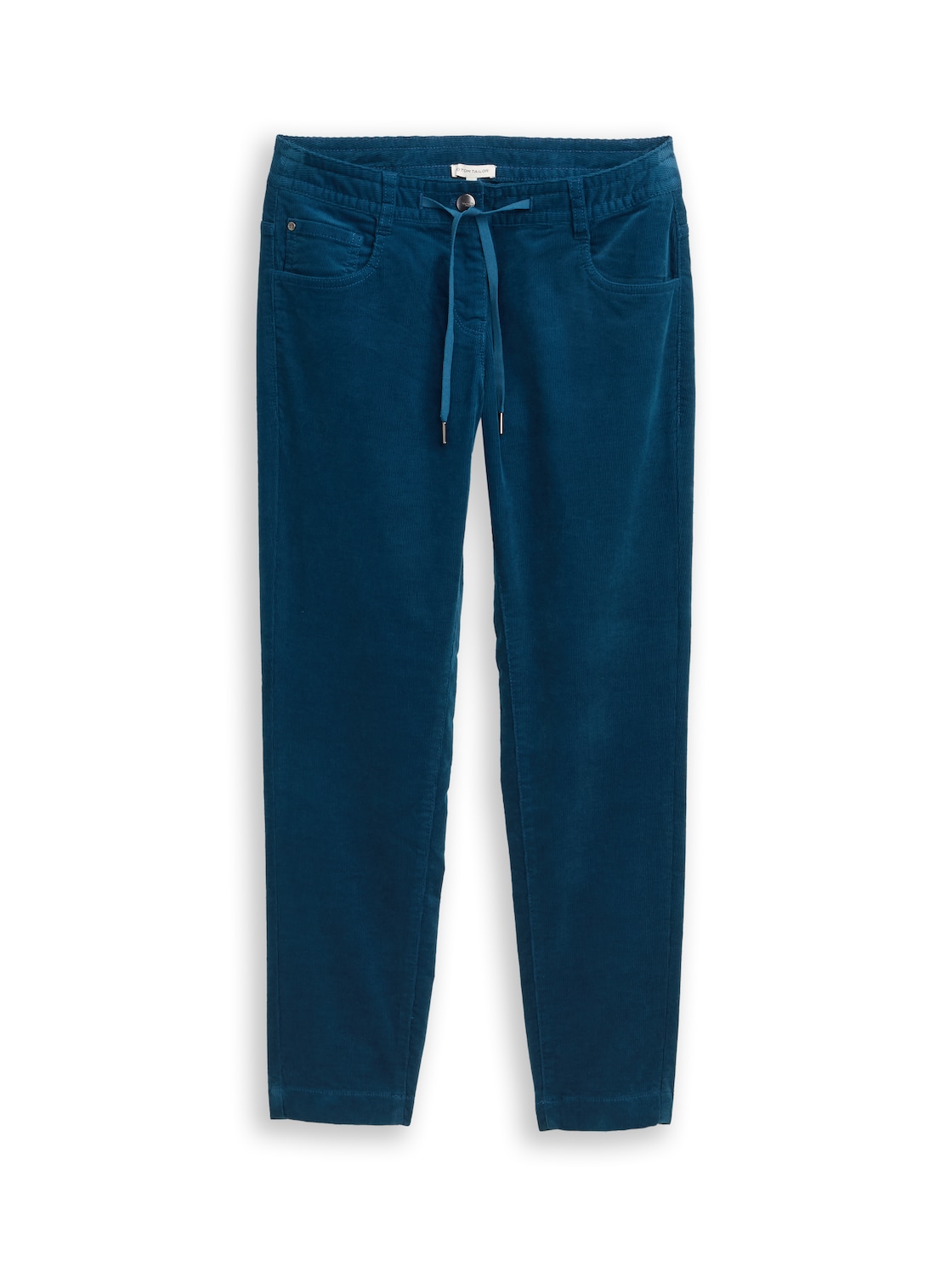 TOM TAILOR Damen Tapered Relaxed Cordhose, blau, Uni, Gr. 36/28 von Tom Tailor