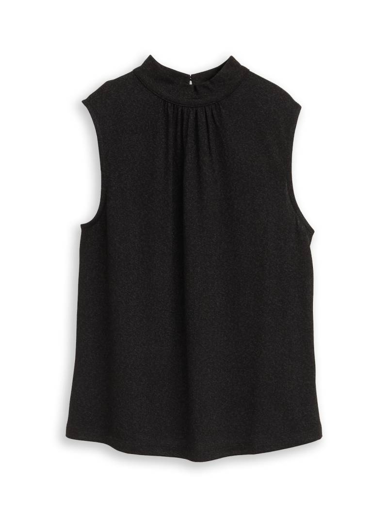 TOM TAILOR Damen Top mit Glitzer-Effekt, schwarz, Uni, Gr. XXL von Tom Tailor