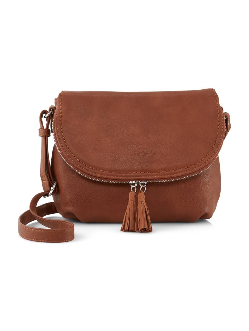 TOM TAILOR Damen Umhängetasche mit Quasten-Detail, braun, Logo Print, Gr. OneSize von Tom Tailor