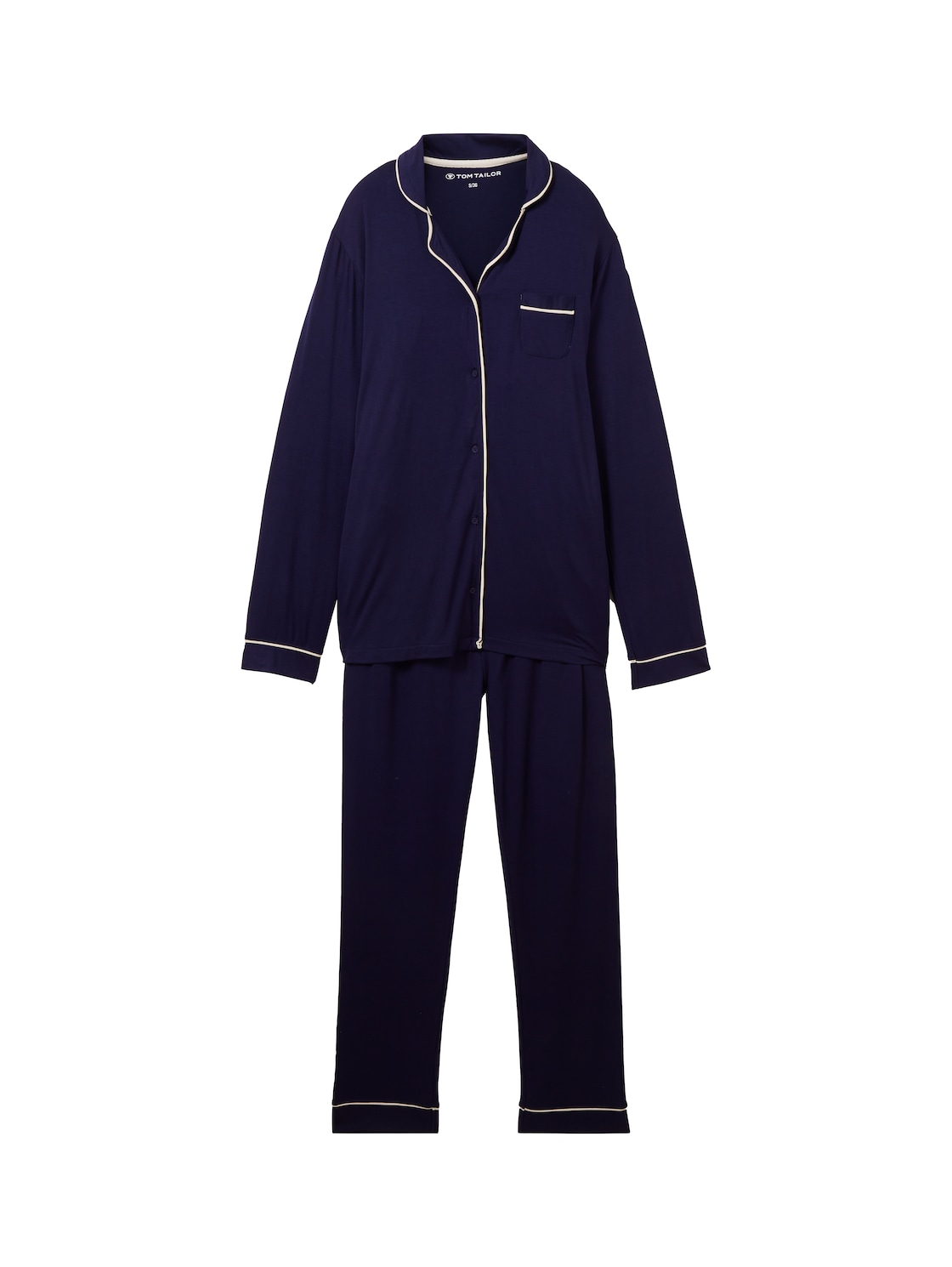 TOM TAILOR Damen Unifarbener Pyjama, blau, Uni, Gr. L/40 von Tom Tailor