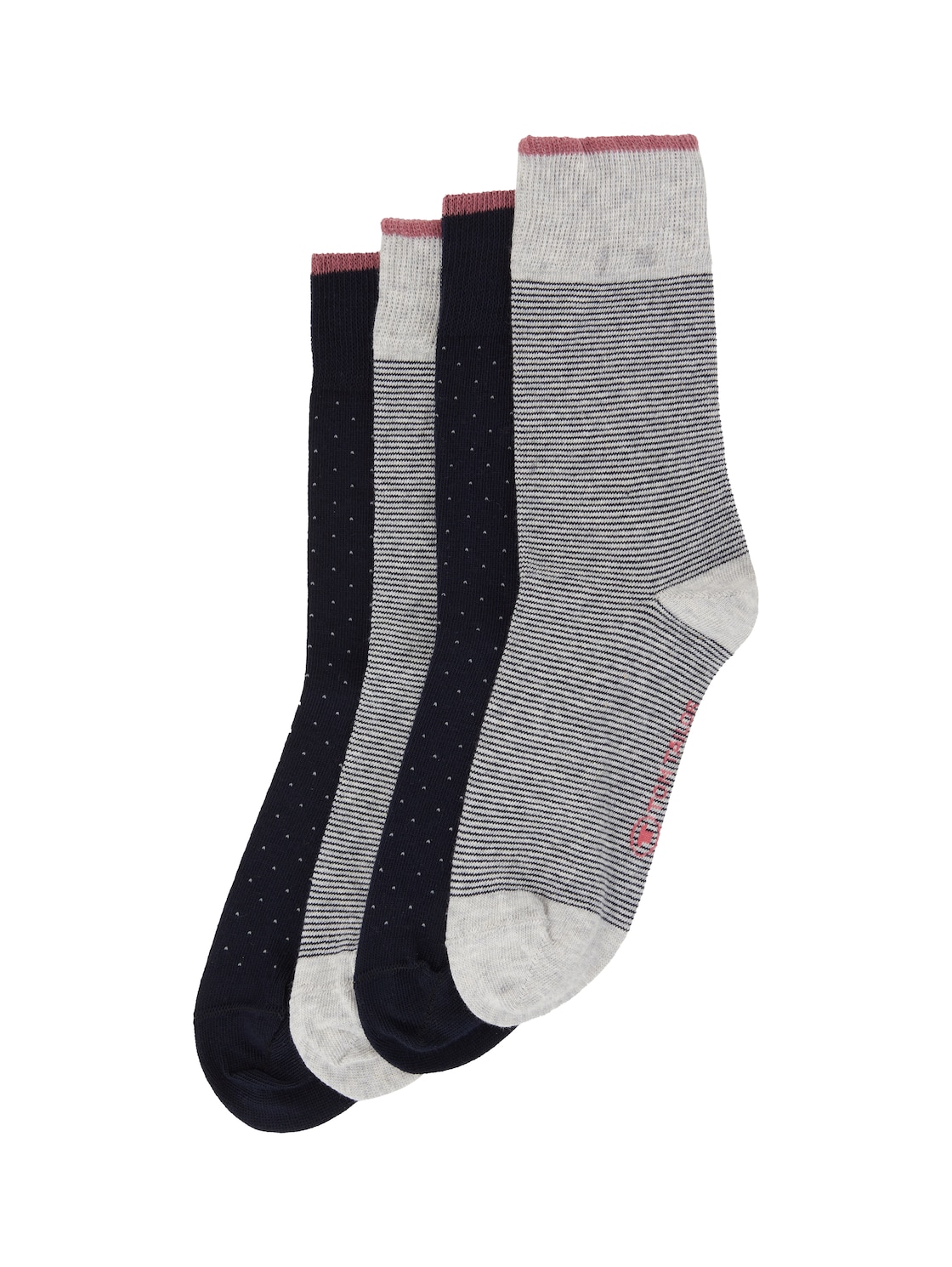 TOM TAILOR Damen Viererpack Socken mit Allover-Print, grau, Muster, Gr. 35-38 von Tom Tailor