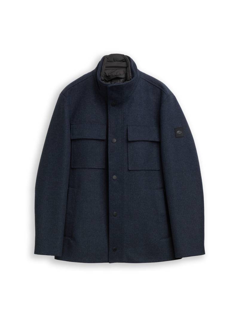 TOM TAILOR Herren 2-in-1 Wolljacke mit abnehmbarer Innenjacke, blau, Meliert, Gr. XXL von Tom Tailor