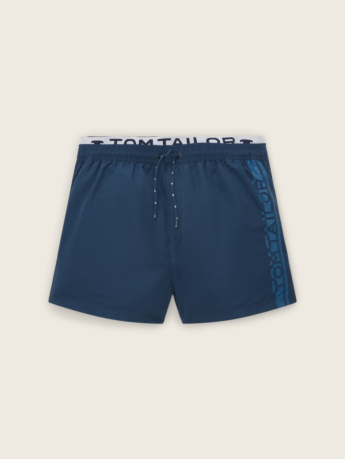 TOM TAILOR Herren Badeshorts mit Logo-Print, blau, Logo Print, Gr. M von Tom Tailor