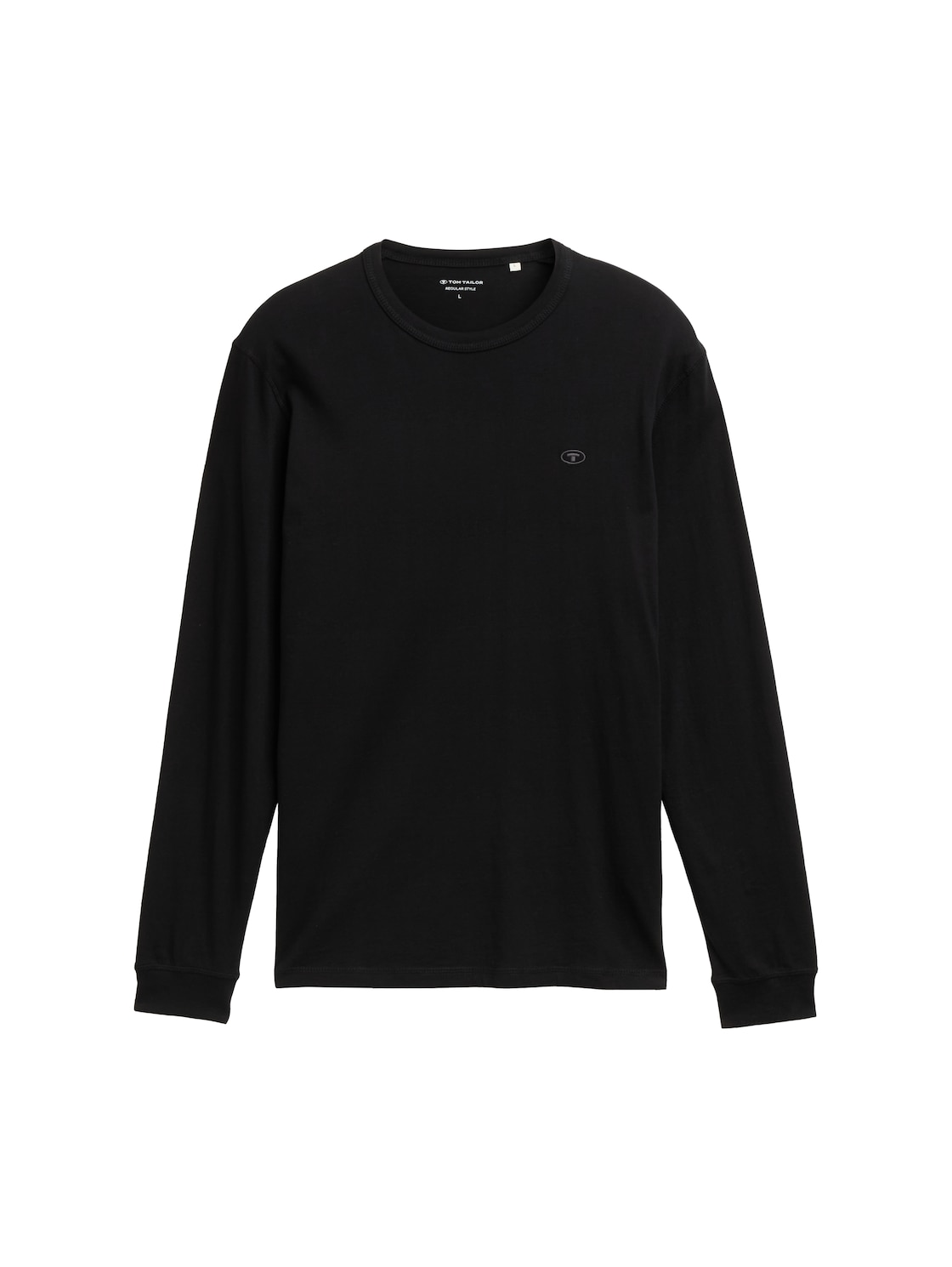 TOM TAILOR Herren Basic Langarmshirt aus Baumwolle, schwarz, Uni, Gr. L von Tom Tailor