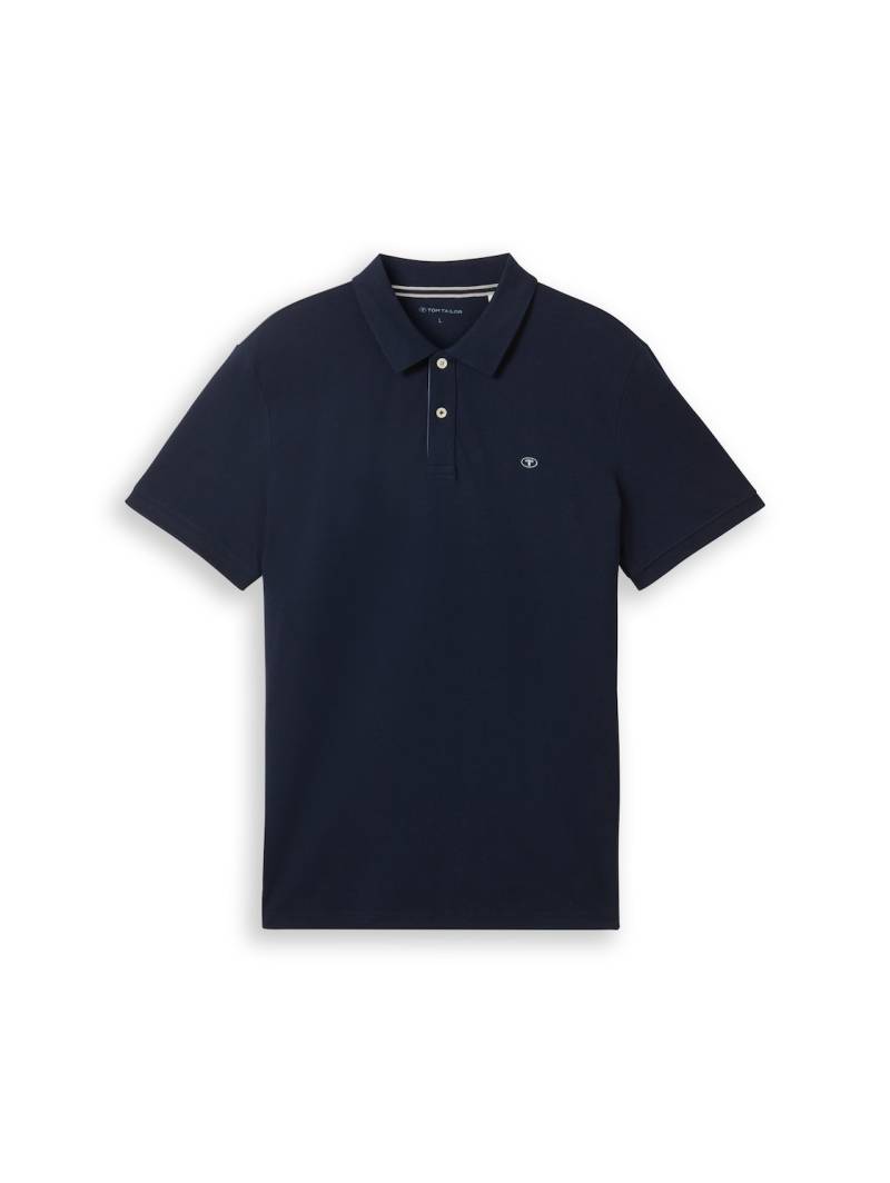TOM TAILOR Herren Piqué Poloshirt aus Baumwolle, blau, Uni, Gr. L von Tom Tailor