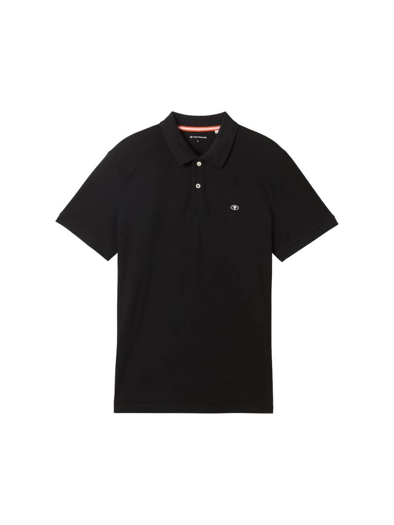 TOM TAILOR Herren Piqué Poloshirt aus Baumwolle, schwarz, Uni, Gr. L von Tom Tailor