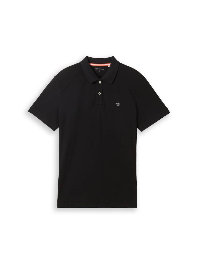 TOM TAILOR Herren Piqué Poloshirt aus Baumwolle, schwarz, Uni, Gr. XXL von Tom Tailor