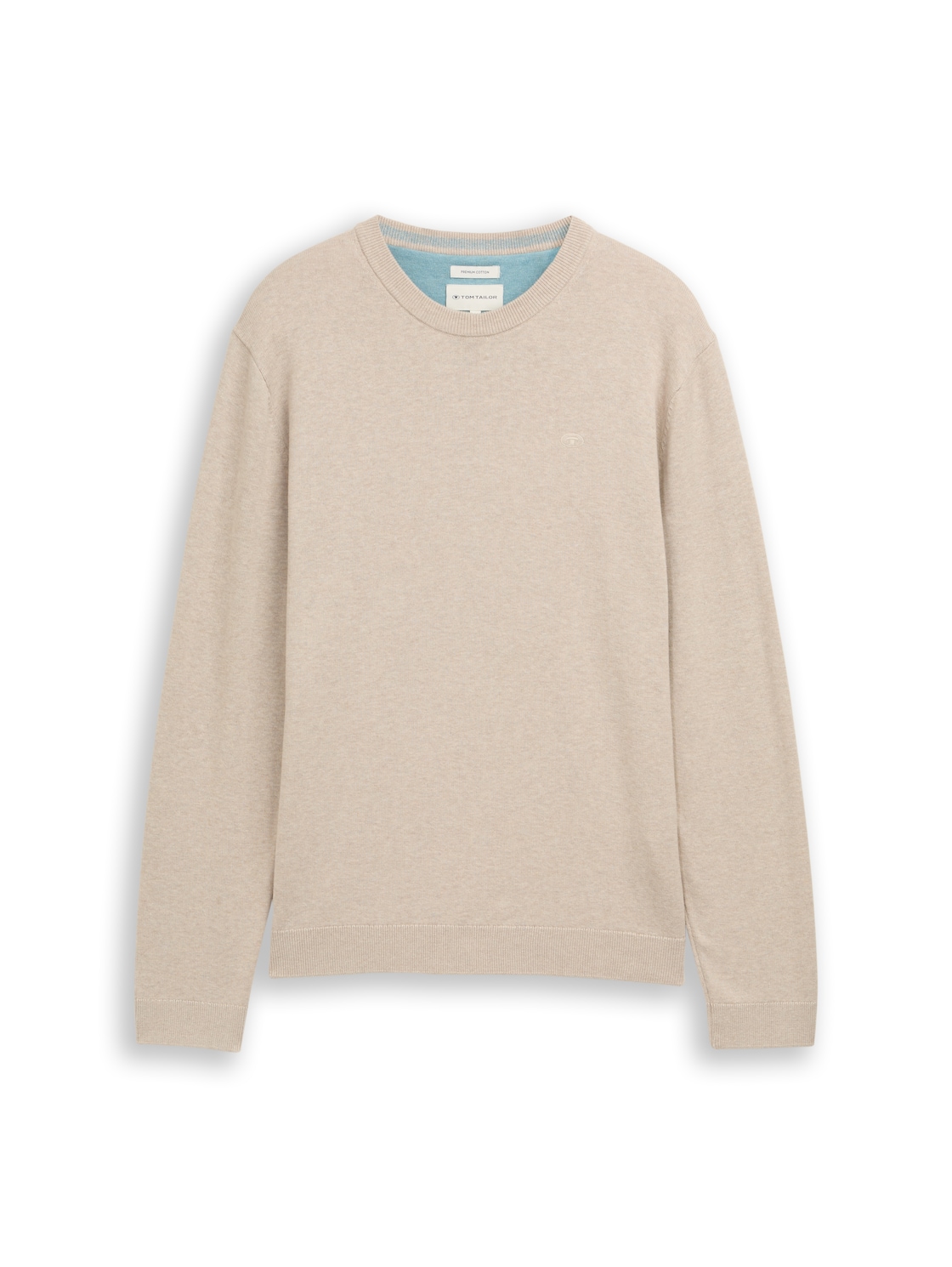 TOM TAILOR Herren Basic Strickpullover aus Baumwolle, beige, Meliert, Gr. XXXL von Tom Tailor