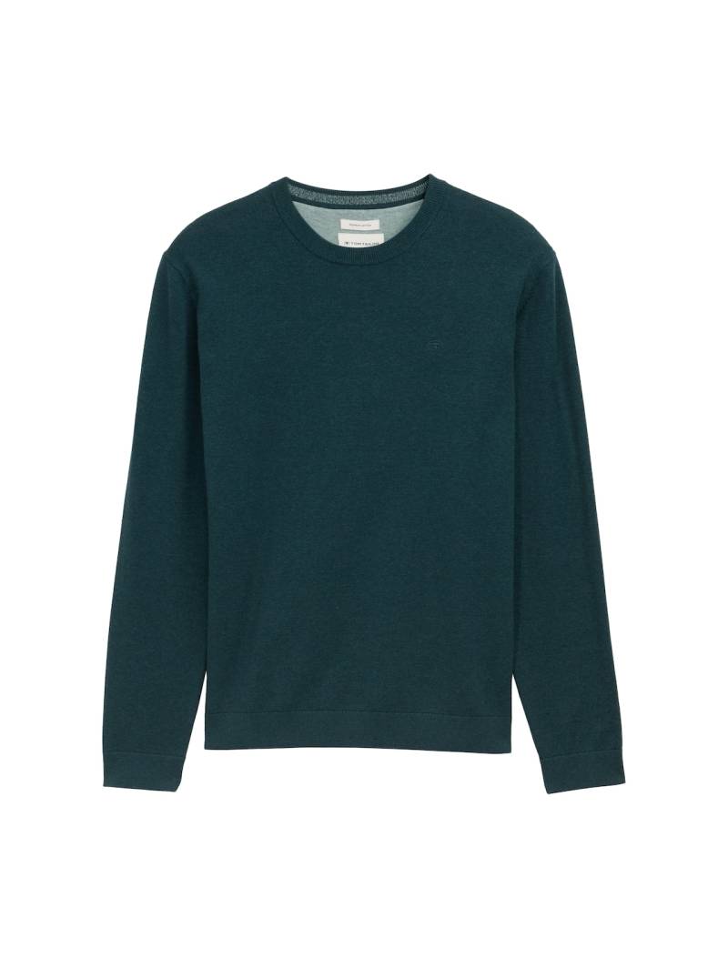 TOM TAILOR Herren Basic Strickpullover aus Baumwolle, grün, Meliert, Gr. XXXL von Tom Tailor