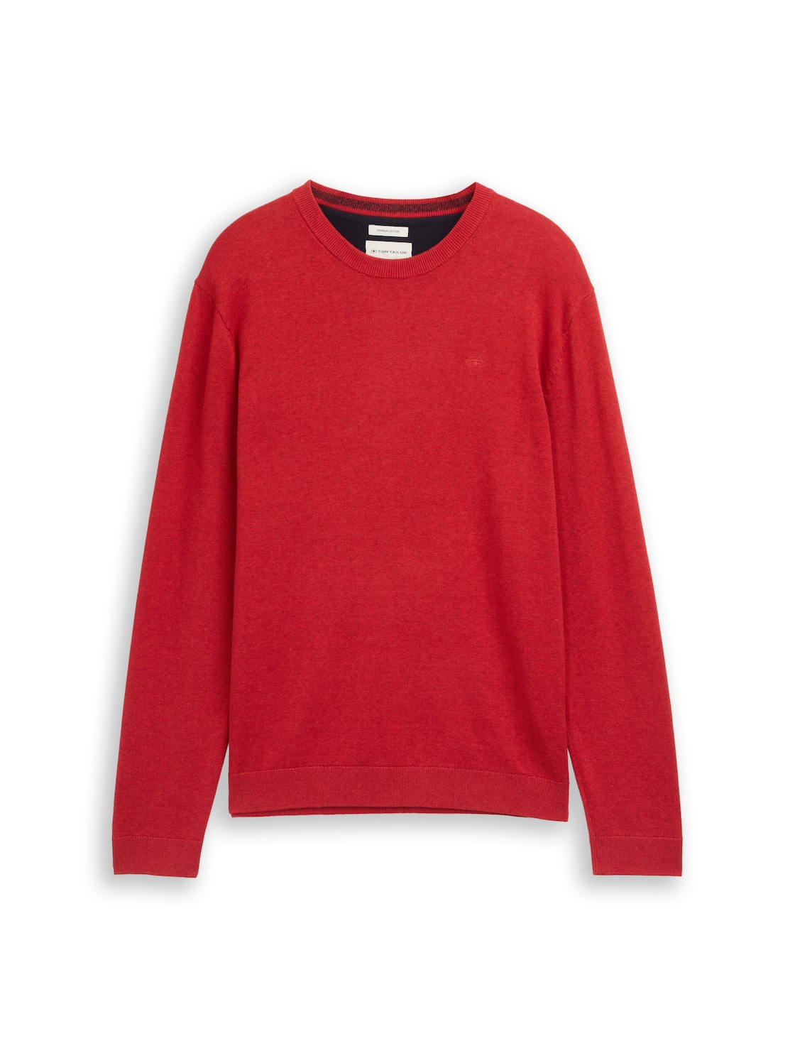 TOM TAILOR Herren Basic Strickpullover aus Baumwolle, rot, Meliert, Gr. L von Tom Tailor