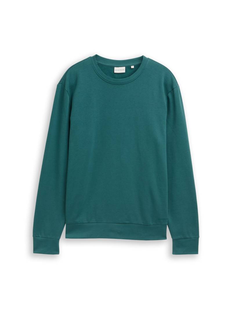 TOM TAILOR Herren Basic Sweatshirt in Unifarben, grün, Uni, Gr. L von Tom Tailor