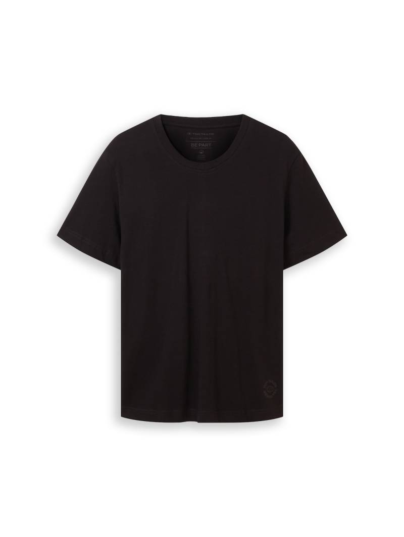 TOM TAILOR Herren Basic T-Shirt im 2er-Pack mit V-Ausschnitt, schwarz, Uni, Gr. XXL von Tom Tailor