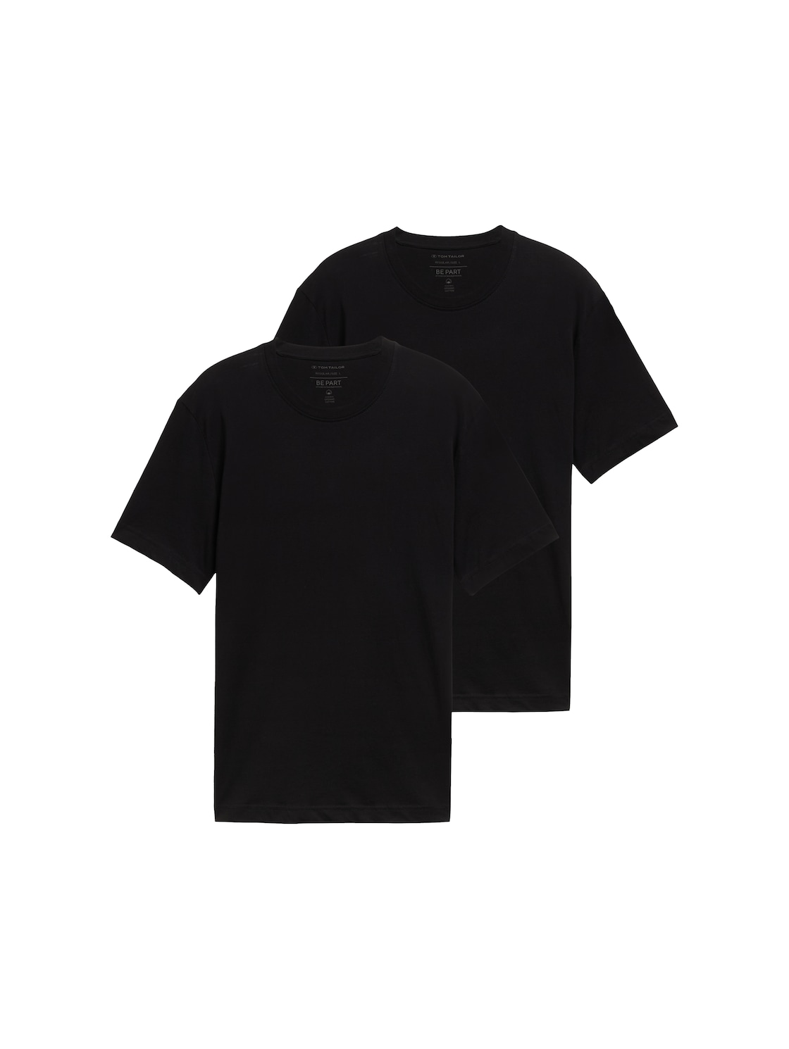 TOM TAILOR Herren Basic T-Shirt im Doppelpack, schwarz, Uni, Gr. M von Tom Tailor