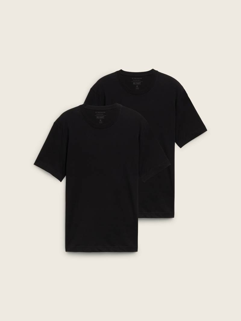 TOM TAILOR Herren Basic T-Shirt im Doppelpack, schwarz, Uni, Gr. XL von Tom Tailor