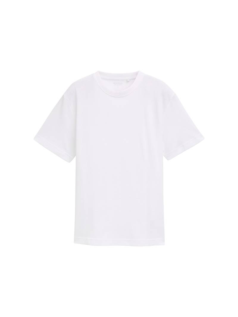TOM TAILOR Herren Basic T-Shirt mit Struktur, weiß, Uni, Gr. XL von Tom Tailor