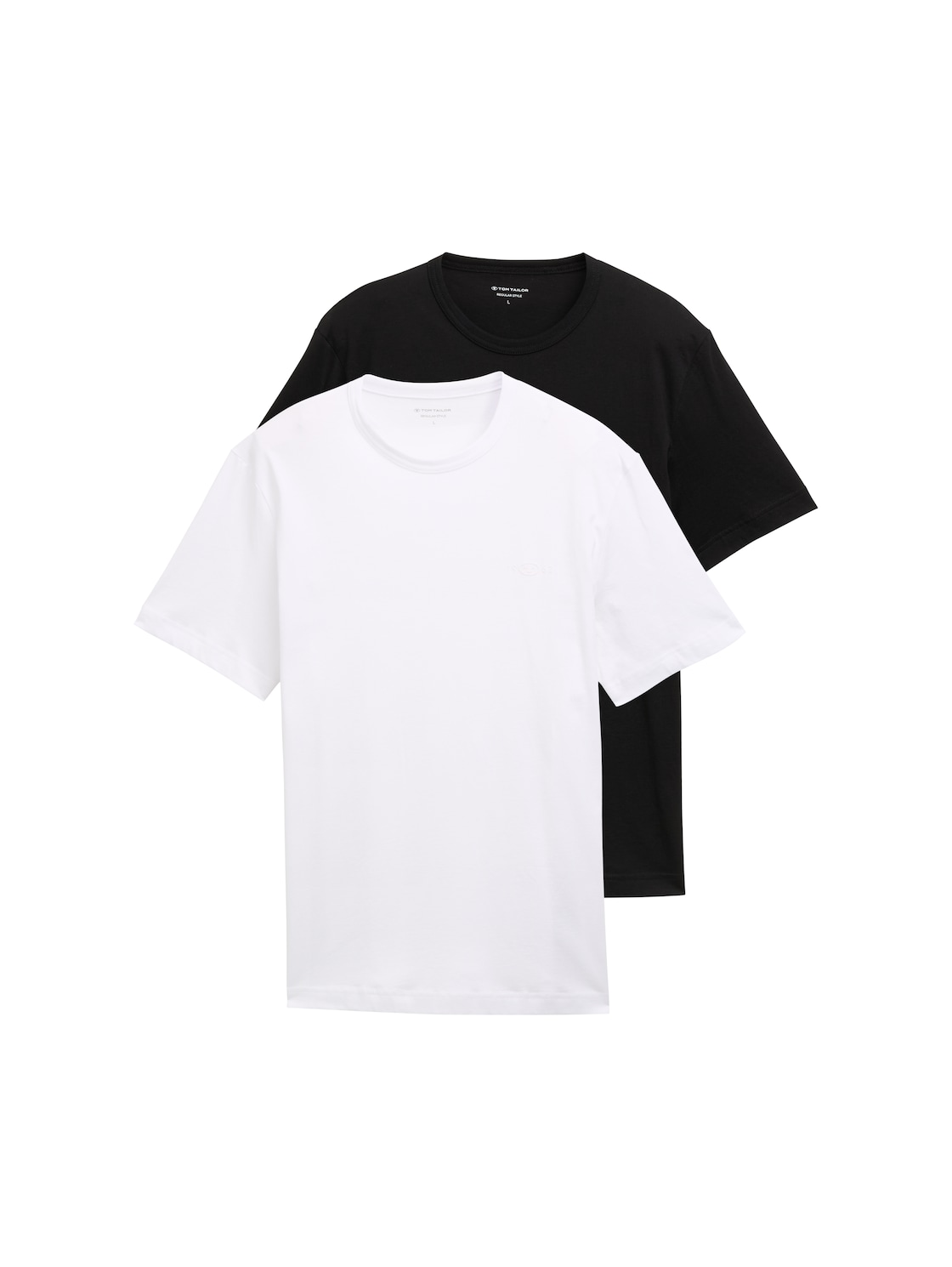 TOM TAILOR Herren Basic T-Shirts im 2er-Pack, schwarz, Uni, Gr. M von Tom Tailor