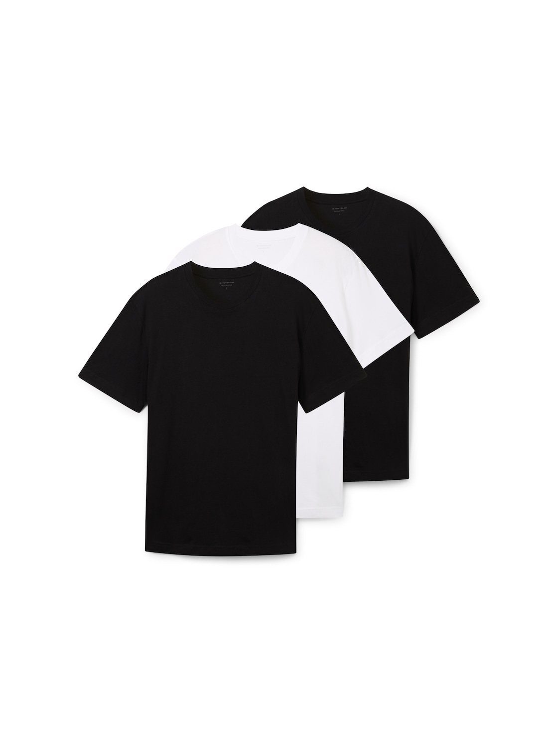 TOM TAILOR Herren Basic T-Shirts im 3er-Pack, schwarz, Uni, Gr. XL von Tom Tailor