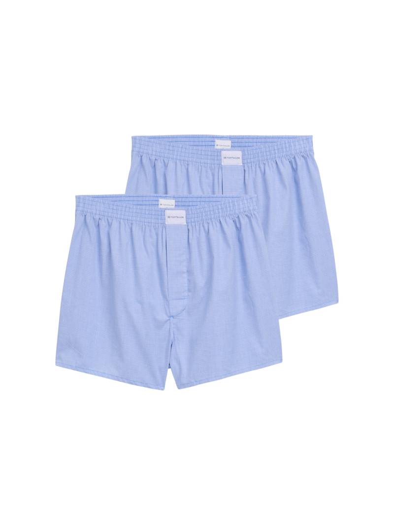 TOM TAILOR Herren Mittellange Boxershorts aus Baumwolle im 2er-Pack, blau, Uni, Gr. S/4 von Tom Tailor