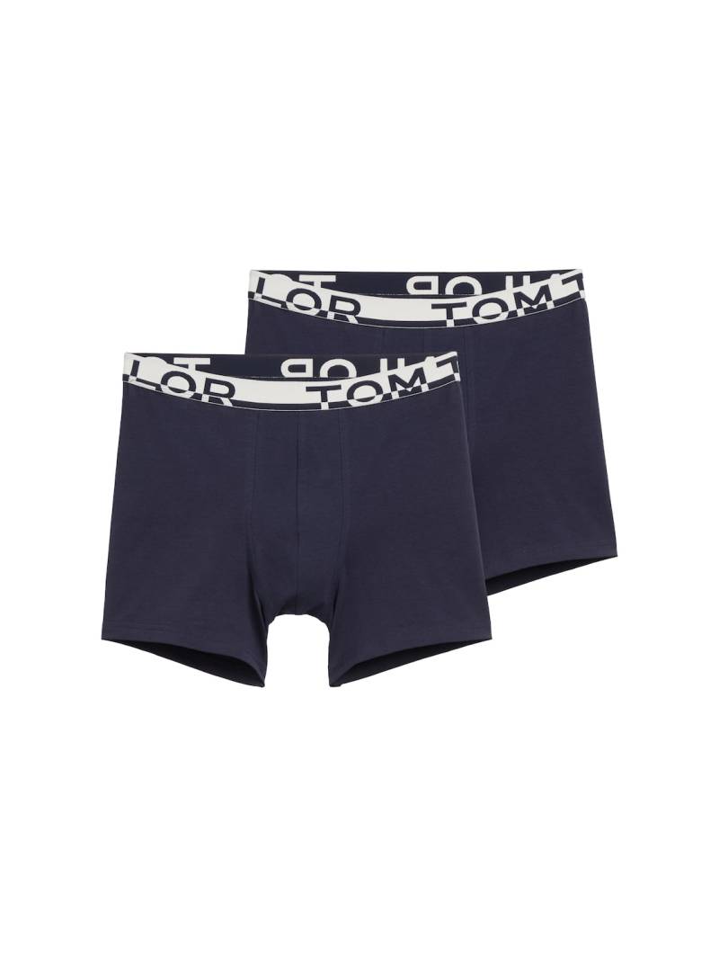 TOM TAILOR Herren Mittellange Boxershorts im 2er-Pack, blau, Uni, Gr. 8 von Tom Tailor