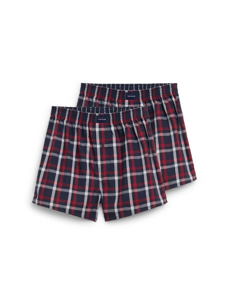 TOM TAILOR Herren Mittellange Boxershorts aus Baumwolle im 2er-Pack, rot, Kariert, Gr. 7 von Tom Tailor