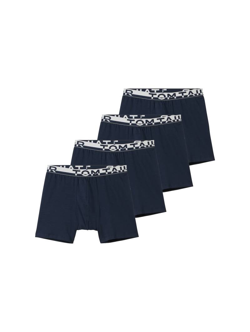 TOM TAILOR Herren Mittellange Boxershorts aus Baumwolle im 4er-Pack, blau, Uni, Gr. 4 von Tom Tailor