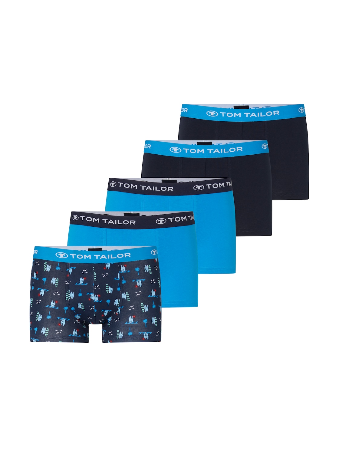 TOM TAILOR Herren Boxershorts im 5er Pack, blau, Logo Print, Gr. S/4 von Tom Tailor