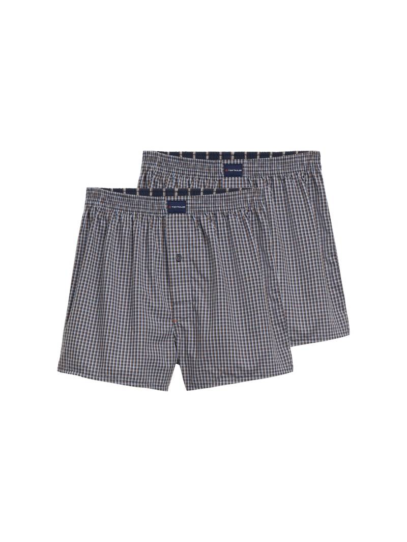 TOM TAILOR Herren Mittellange Boxershorts aus Baumwolle im 2er-Pack, blau, Uni, Gr. 4 von Tom Tailor